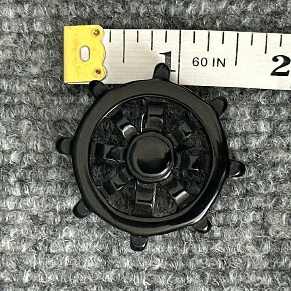 Classic Hardware Ship Wheel Sweater Pin Black Nautical Retro Pinup Rockabilly - Picture 4 of 4
